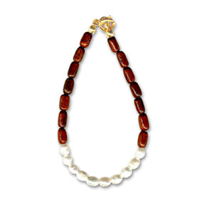 Koa Rice Bead and Freshwater Pearls Bracelet